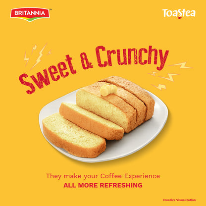 Britannia Cake Rusk Smooth & Soft Twice-Baked Cake | Made with Milk & Egg Delicious Snack for Breakfast & Tea Time (550g) Pack of 1