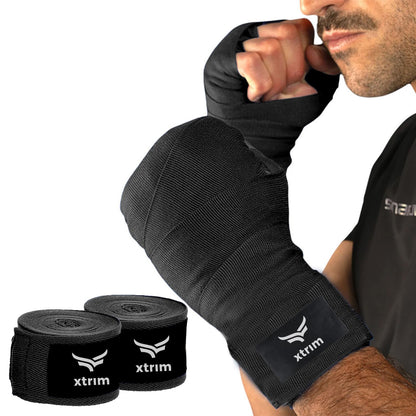 Xtrim Boxing Hand Wraps for Men & Women, Set of 2, 5cm x 2.5m, Polyester Cotton Blend, Wrist Support for MMA, Boxing, Muay Thai, Kickboxing, Velcro Closure, Training Accessories