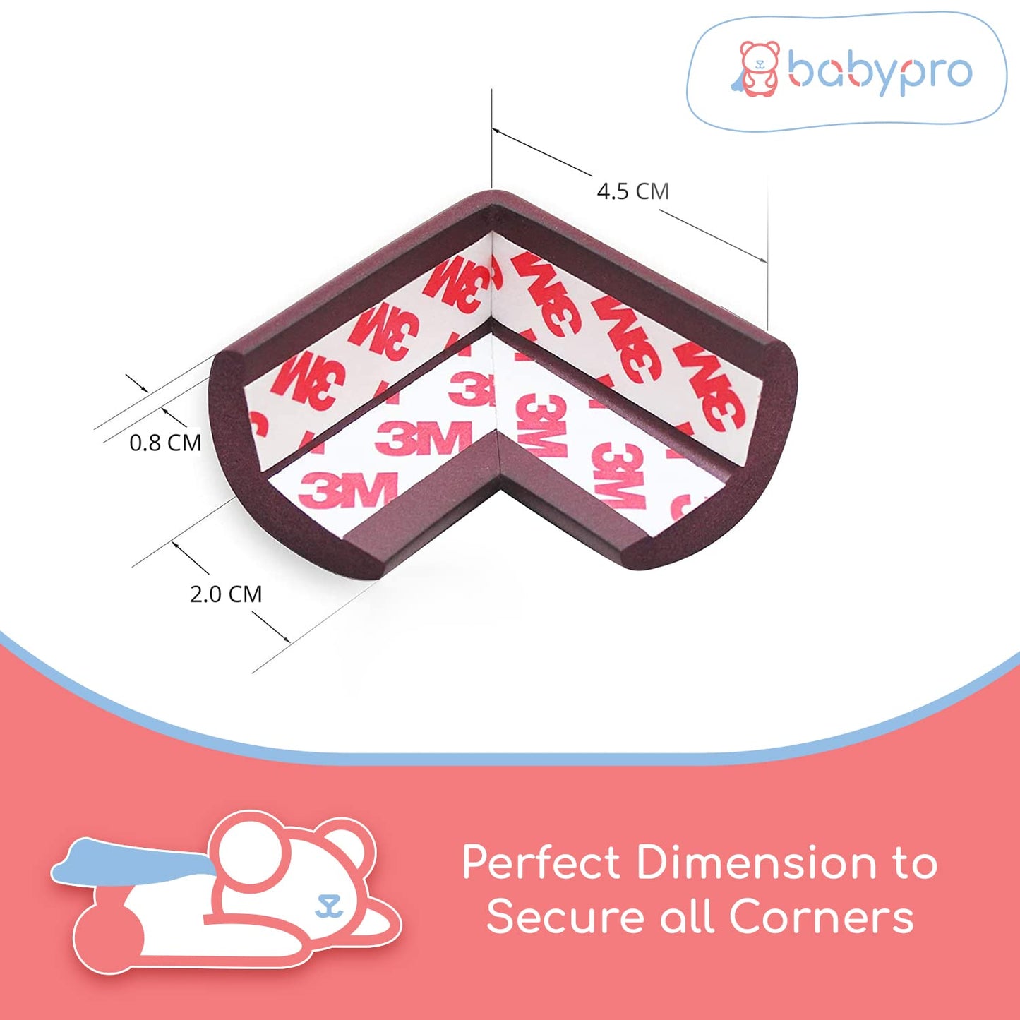 BabyPro BabyProofing Corner Guards (12mm, Pack of 12) with Strong Adhesive Tape by Certified Professional Childproofer for Covering Sharp Edges & Corners of Bed, Table & Furniture