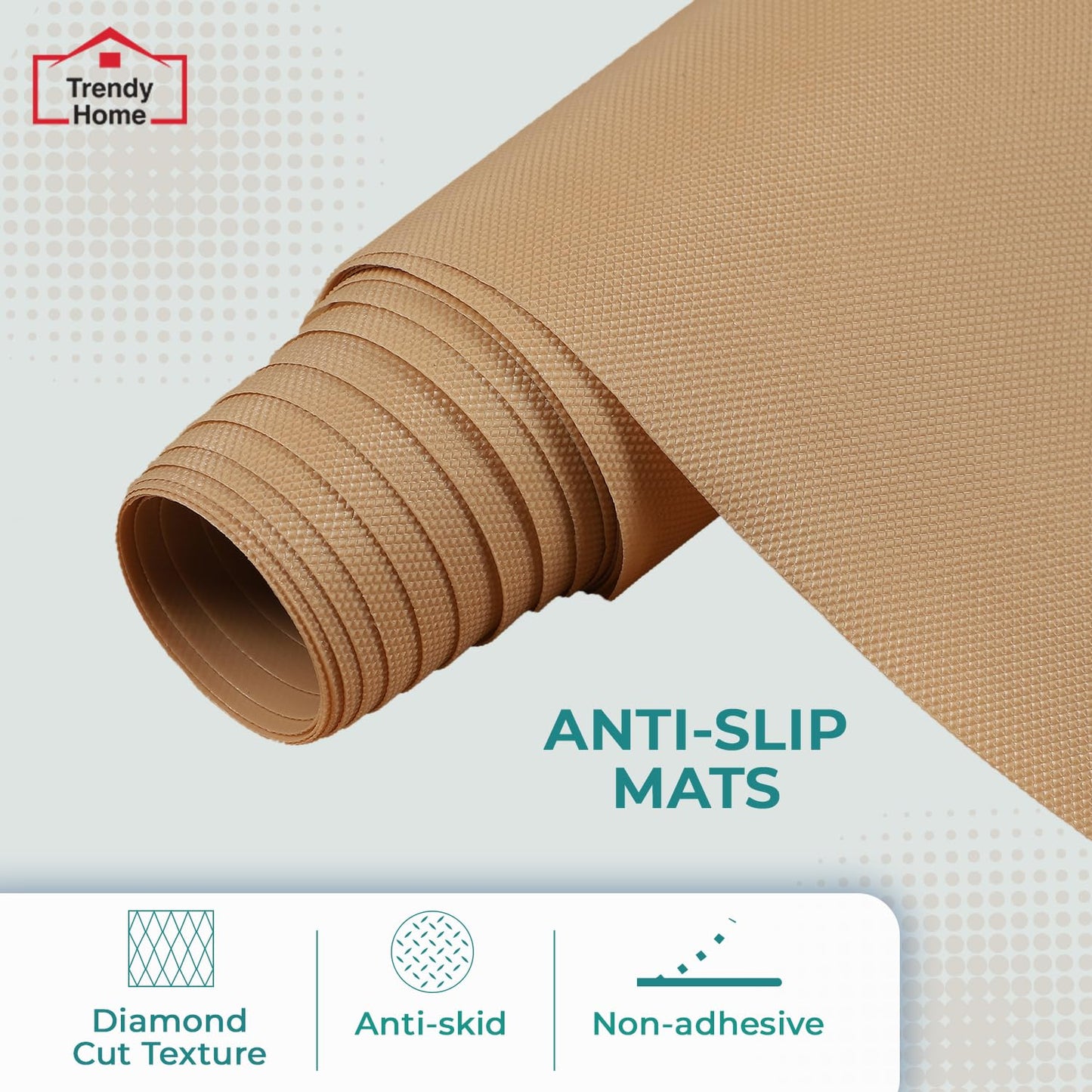 Senego by Trendy Home Anti-Slip Mat for Kitchen (45 cm x 5 m), Food Grade & Washable, Mat for Fridge, Shelves, Cupboards, EVA Shelf Liner Sheet for Drawers & Wardrobe (Diamond Texture)