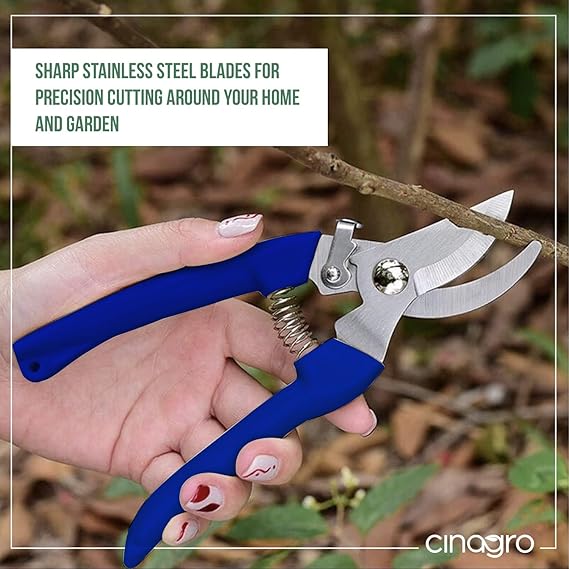 Cinagro Titanium Gardening Plant Cutter with 2 cm Branch Cutting Capacity, Safety Lock, Steel Spring Mechanism, Non-Slip Grip, Ergonomic Design, Pruner Shear for Plants, Branches & Grass