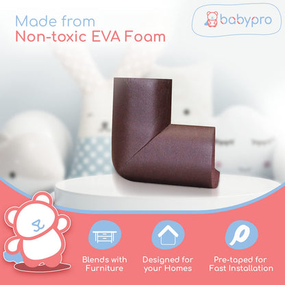 BabyPro BabyProofing Corner Guards (12mm, Pack of 12) with Strong Adhesive Tape by Certified Professional Childproofer for Covering Sharp Edges & Corners of Bed, Table & Furniture