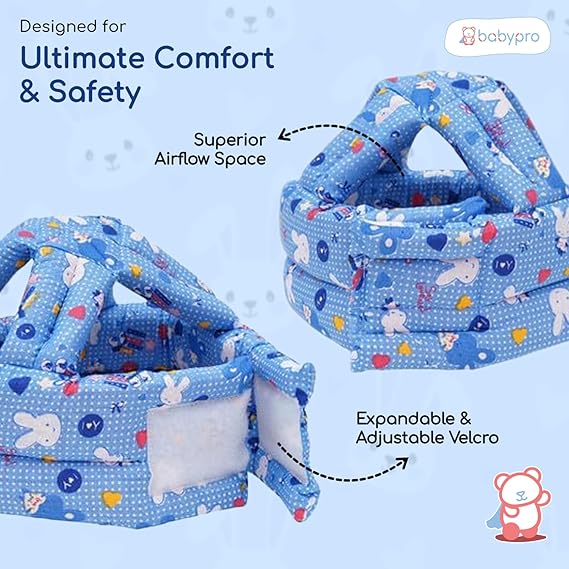 BabyPro Baby Head Safety Helmet for Crawling Walking Baby Head Protector - Head Protection for Safety 6 Months - 2 Years Soft Cushion Safety Headguard, Toddler Helmets Multi Printed