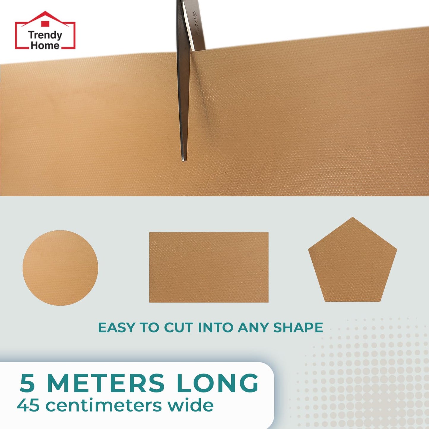 Senego by Trendy Home Anti-Slip Mat for Kitchen (45 cm x 5 m), Food Grade & Washable, Mat for Fridge, Shelves, Cupboards, EVA Shelf Liner Sheet for Drawers & Wardrobe (Diamond Texture)