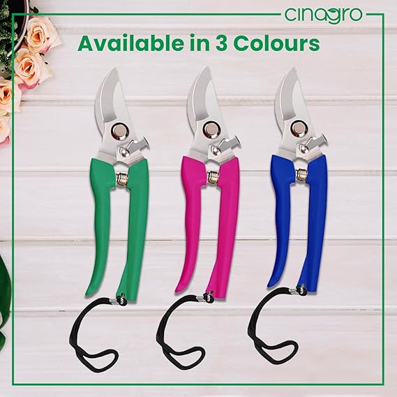 Cinagro Titanium Gardening Plant Cutter with 2 cm Branch Cutting Capacity, Safety Lock, Steel Spring Mechanism, Non-Slip Grip, Ergonomic Design, Pruner Shear for Plants, Branches & Grass