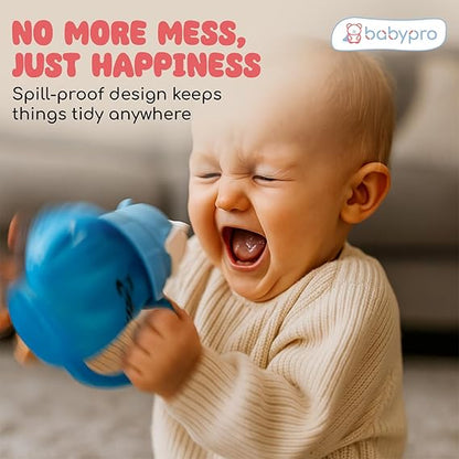 BabyPro Sipper Mug with Straw 180ML Spill-Proof, for Babies 6+ Months Age, for Water, Juice, Easy-Grip Handles, BPA-Free, Non-Toxic, Polypropylene, Easy to Clean, Safe Drinkware Cute & Durable