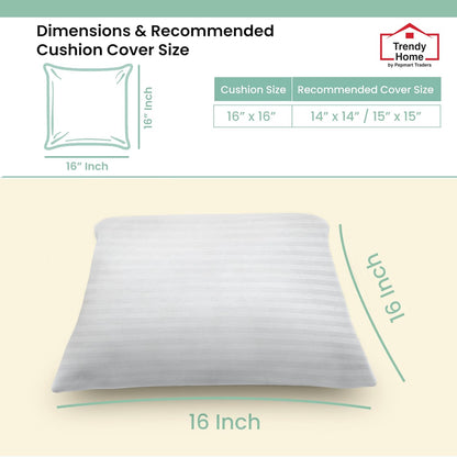 Trendy Home 16x16 Throw Pillow Insert (Set of 2, White) Bed and Couch Pillows Stuffer Hypoallergenic, Decorative Home Outdoor Sofa Pillow Filler