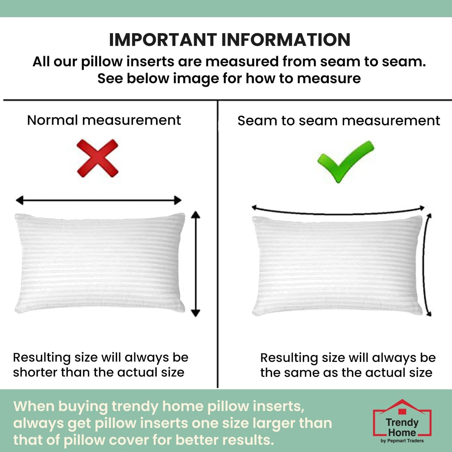 Trendy Home 12x20 Throw Pillow Insert (Pack of 2, White), Bed and Couch Pillows Stuffer Hypoallergenic, Lumbar Support Decorative Home Outdoor Pillow Filler