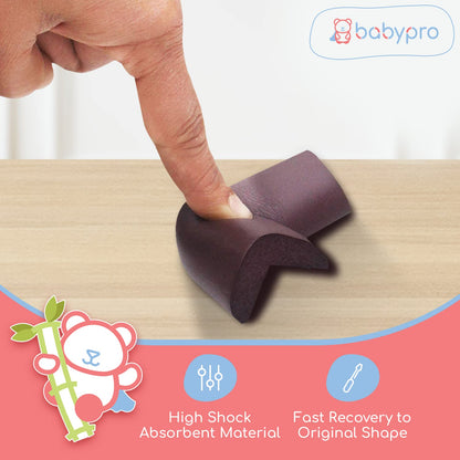 BabyPro BabyProofing Corner Guards (12mm, Pack of 12) with Strong Adhesive Tape by Certified Professional Childproofer for Covering Sharp Edges & Corners of Bed, Table & Furniture