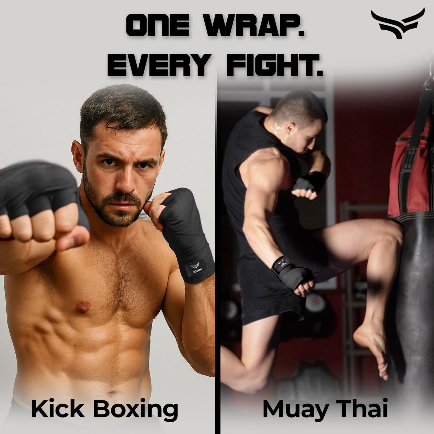 Xtrim Boxing Hand Wraps for Men & Women, Set of 2, 5cm x 2.5m, Polyester Cotton Blend, Wrist Support for MMA, Boxing, Muay Thai, Kickboxing, Velcro Closure, Training Accessories