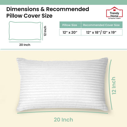 Trendy Home 12x20 Throw Pillow Insert (Pack of 2, White), Bed and Couch Pillows Stuffer Hypoallergenic, Lumbar Support Decorative Home Outdoor Pillow Filler