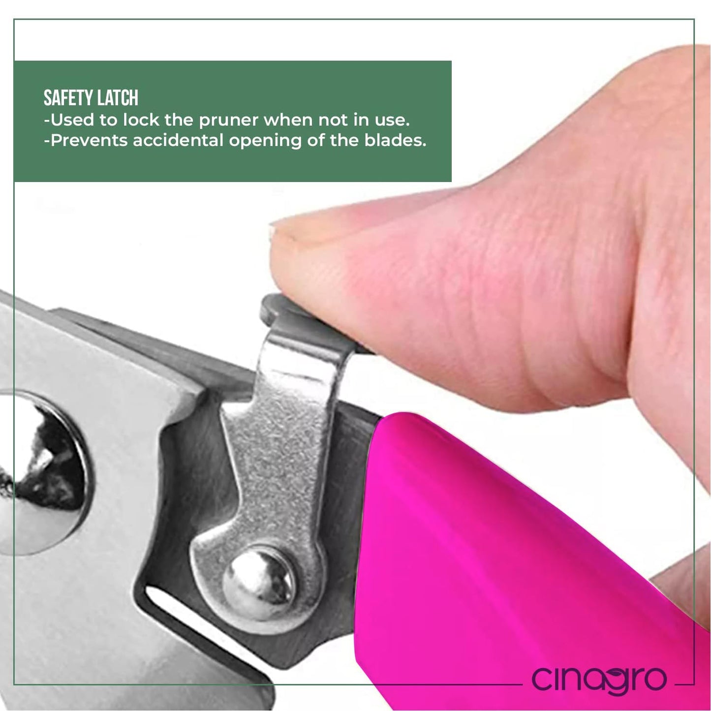 Cinagro Titanium Gardening Plant Cutter with 2 cm Branch Cutting Capacity, Safety Lock, Steel Spring Mechanism, Non-Slip Grip, Ergonomic Design, Pruner Shear for Plants, Branches & Grass