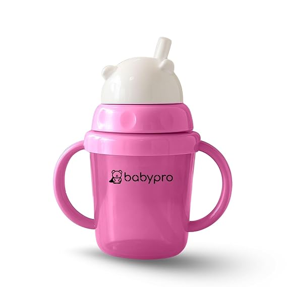 BabyPro Sipper Mug with Straw 180ML Spill-Proof, for Babies 6+ Months Age, for Water, Juice, Easy-Grip Handles, BPA-Free, Non-Toxic, Polypropylene, Easy to Clean, Safe Drinkware Cute & Durable