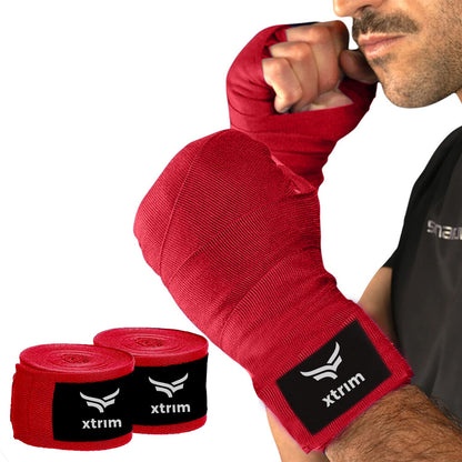 Xtrim Boxing Hand Wraps for Men & Women, Set of 2, 5cm x 2.5m, Polyester Cotton Blend, Wrist Support for MMA, Boxing, Muay Thai, Kickboxing, Velcro Closure, Training Accessories