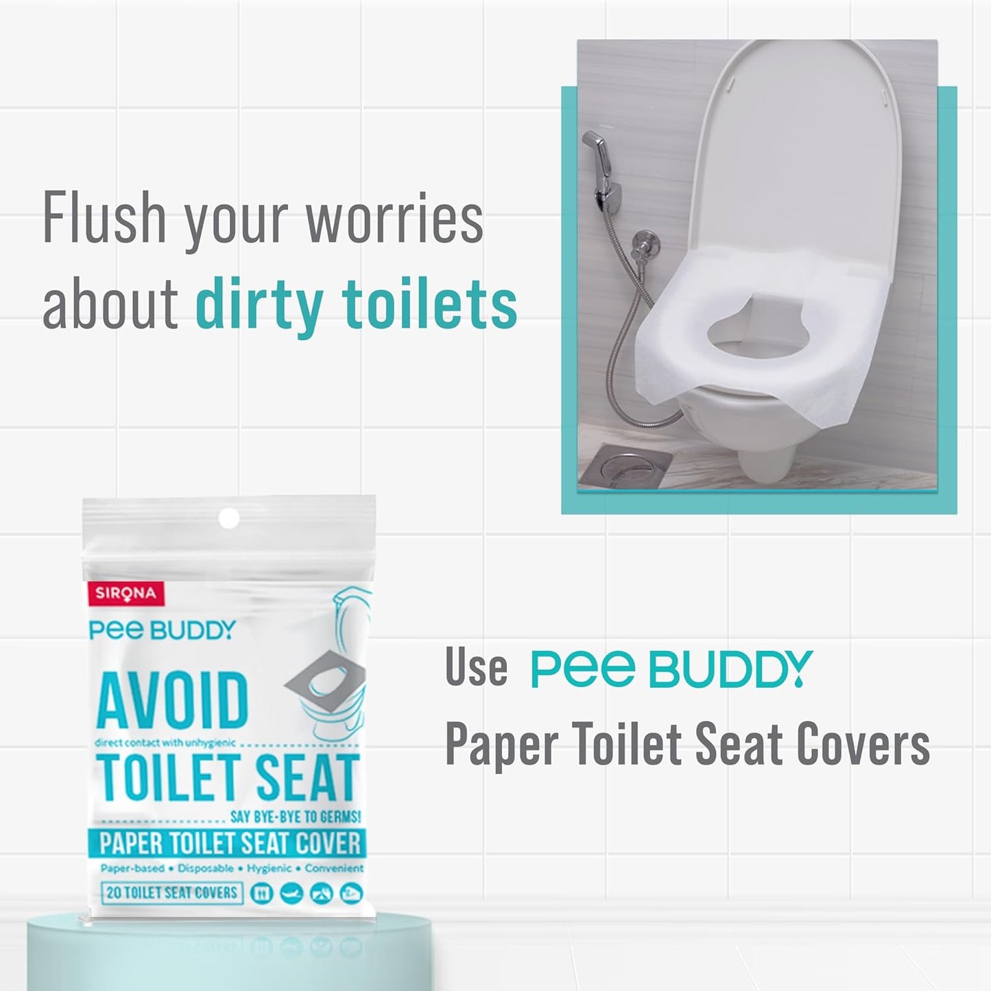 PeeBuddy Disposable Paper Toilet Seat Covers | No Direct Contact with Unhygieneic Seats| Easy To Dispose| Nature Friendly| Must Have For Women