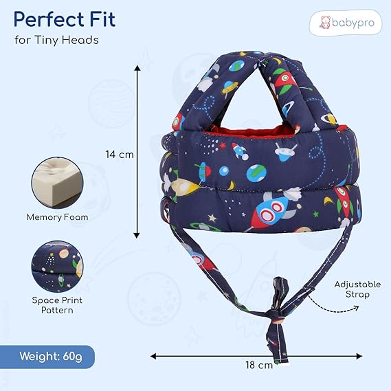 BabyPro Baby Head Safety Helmet for Crawling Walking Baby Head Protector - Head Protection for Safety 6 Months - 2 Years Soft Cushion Safety Headguard, Toddler Helmets Multi Printed