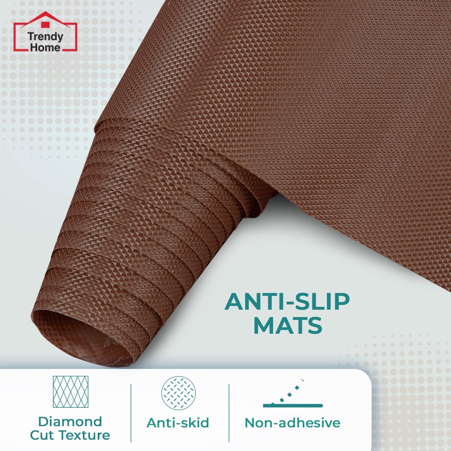 Senego by Trendy Home Anti-Slip Mat for Kitchen (45 cm x 5 m), Food Grade & Washable, Mat for Fridge, Shelves, Cupboards, EVA Shelf Liner Sheet for Drawers & Wardrobe (Diamond Texture)