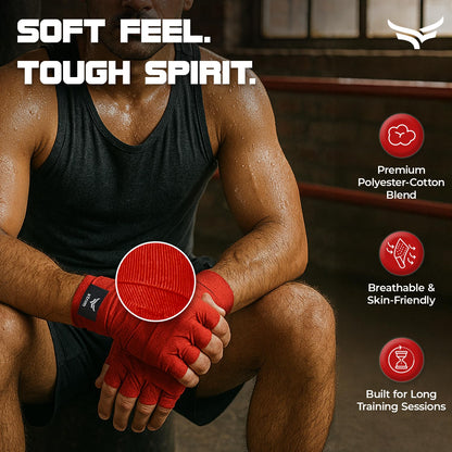 Xtrim Boxing Hand Wraps for Men & Women, Set of 2, 5cm x 2.5m, Polyester Cotton Blend, Wrist Support for MMA, Boxing, Muay Thai, Kickboxing, Velcro Closure, Training Accessories
