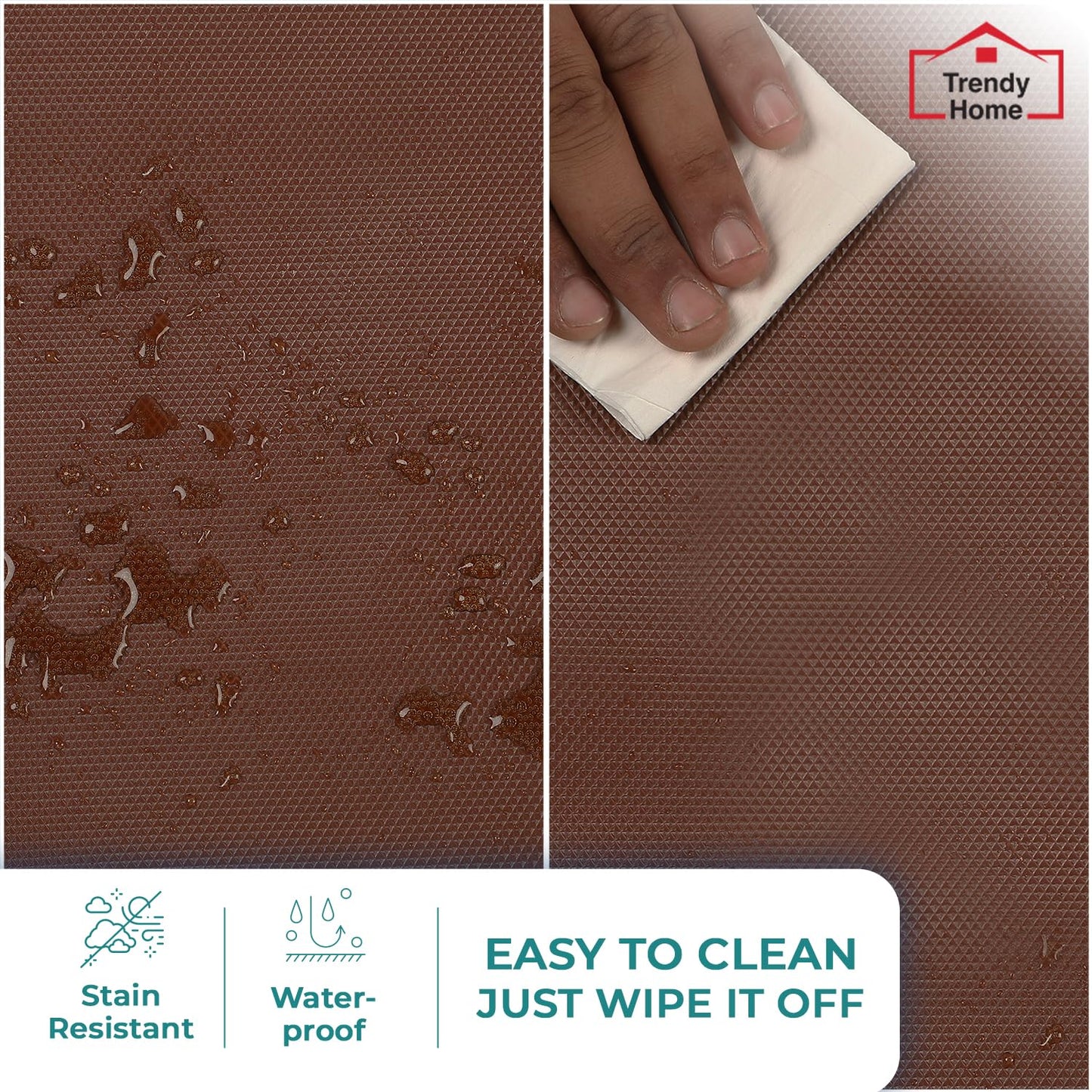 Senego by Trendy Home Anti-Slip Mat for Kitchen (45 cm x 5 m), Food Grade & Washable, Mat for Fridge, Shelves, Cupboards, EVA Shelf Liner Sheet for Drawers & Wardrobe (Diamond Texture)