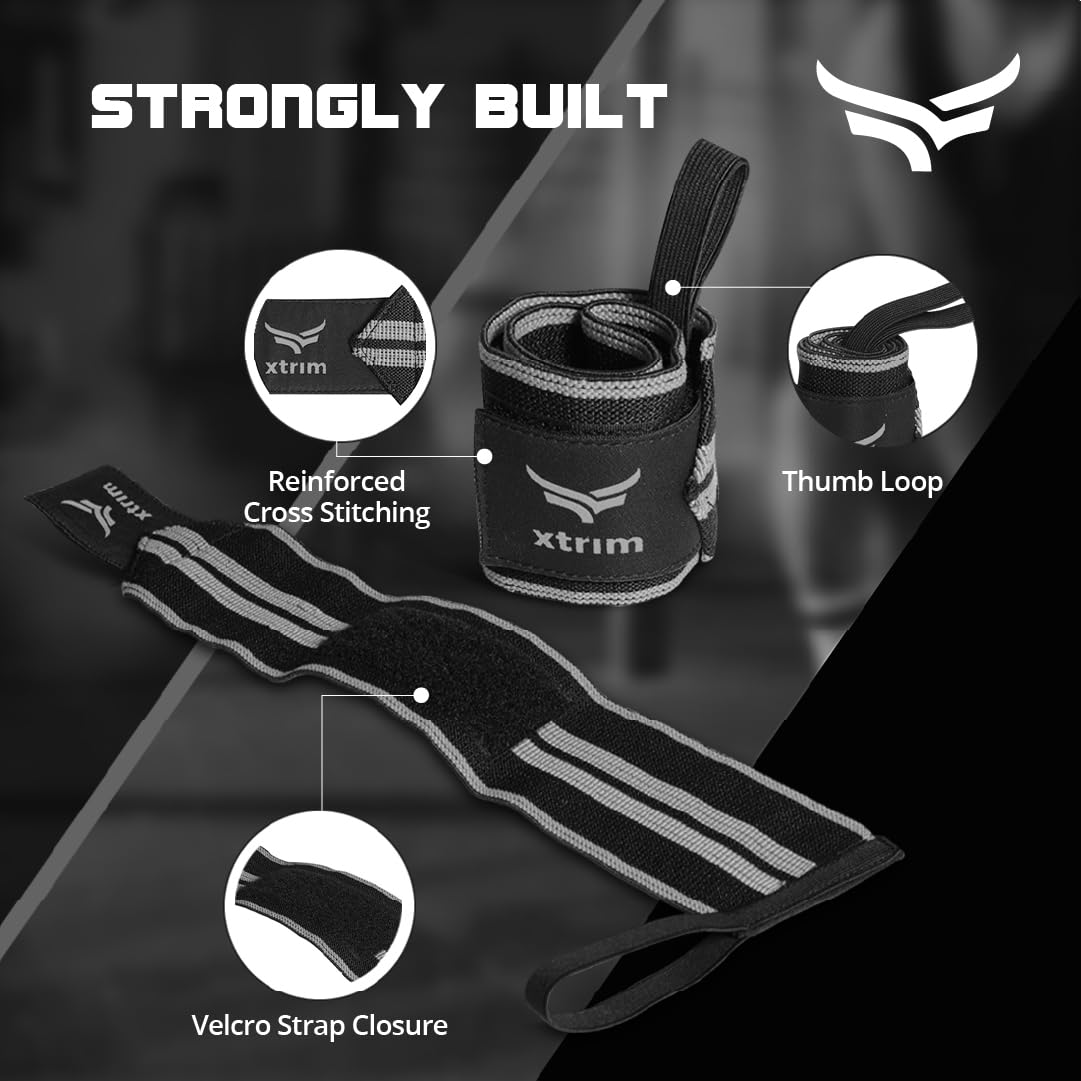 XTRIM Wrist Support for Men & Women, Wrist Band for Gym Wrist Wrap/Straps Gym Accessories for Men for Hand Grip & Wrist Support Crepe Bandage While Workout & Muscle Relaxation