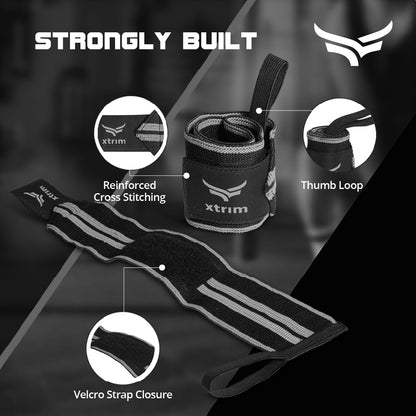 XTRIM Wrist Support for Men & Women, Wrist Band for Gym Wrist Wrap/Straps Gym Accessories for Men for Hand Grip & Wrist Support Crepe Bandage While Workout & Muscle Relaxation