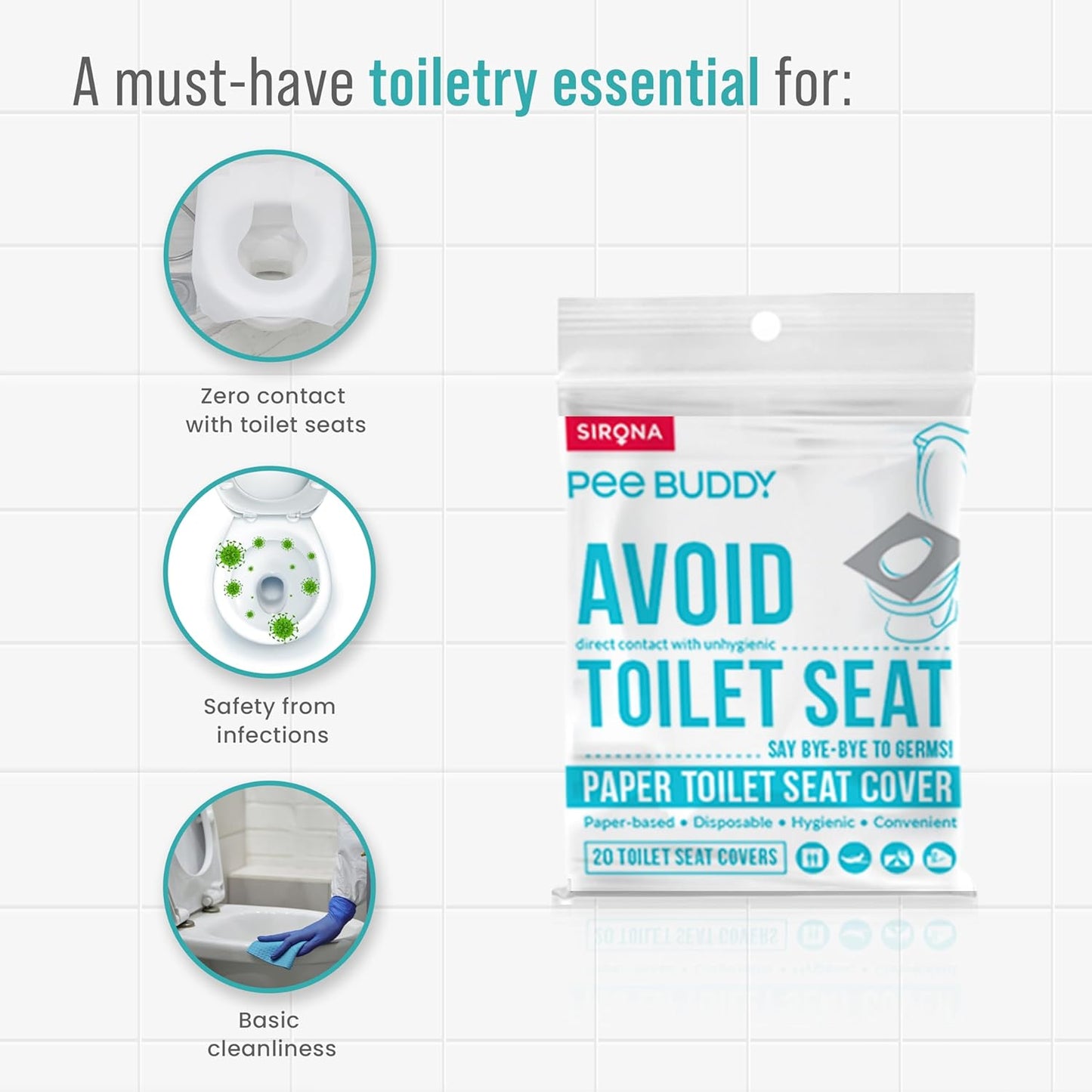 PeeBuddy Disposable Paper Toilet Seat Covers | No Direct Contact with Unhygieneic Seats| Easy To Dispose| Nature Friendly| Must Have For Women