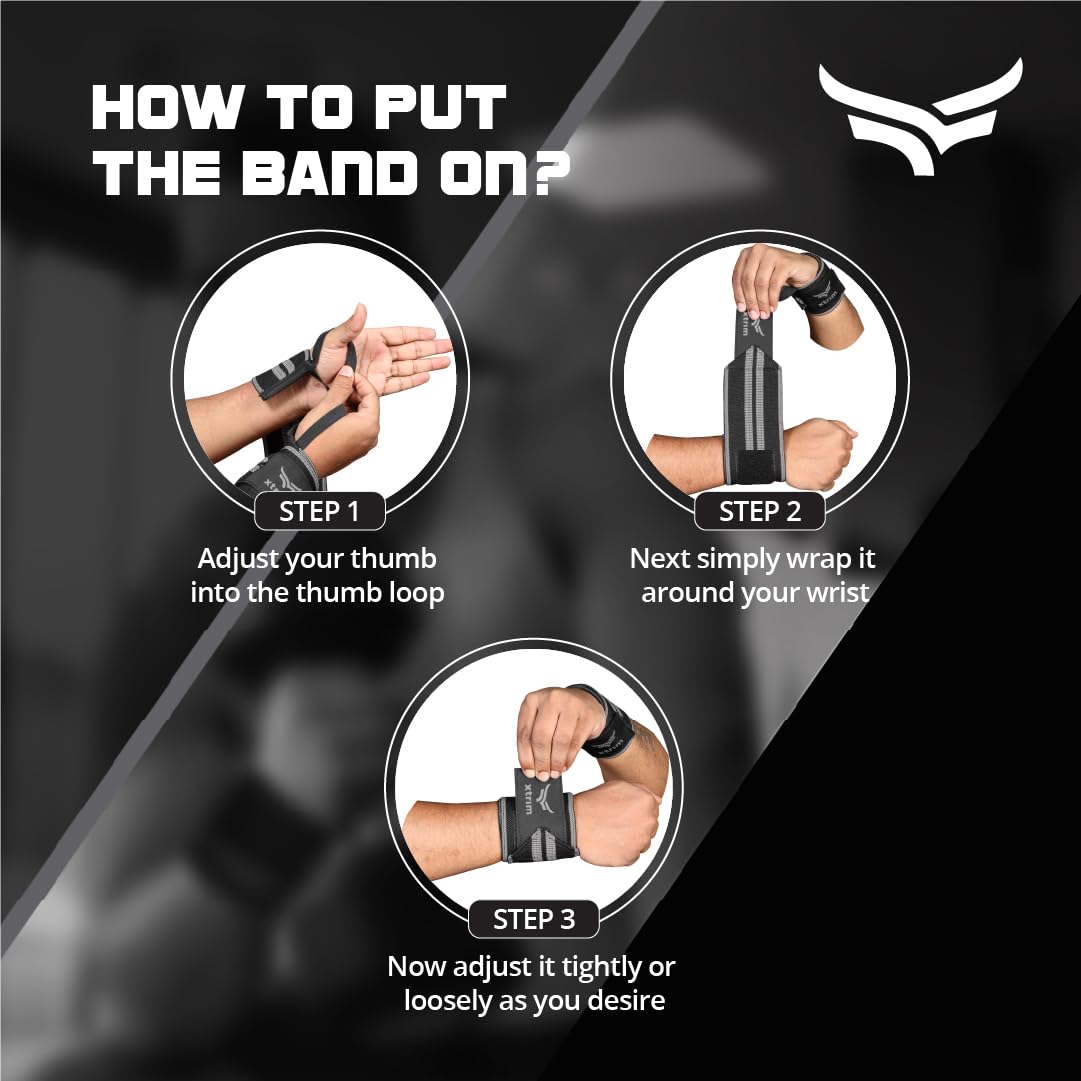 XTRIM Wrist Support for Men & Women, Wrist Band for Gym Wrist Wrap/Straps Gym Accessories for Men for Hand Grip & Wrist Support Crepe Bandage While Workout & Muscle Relaxation