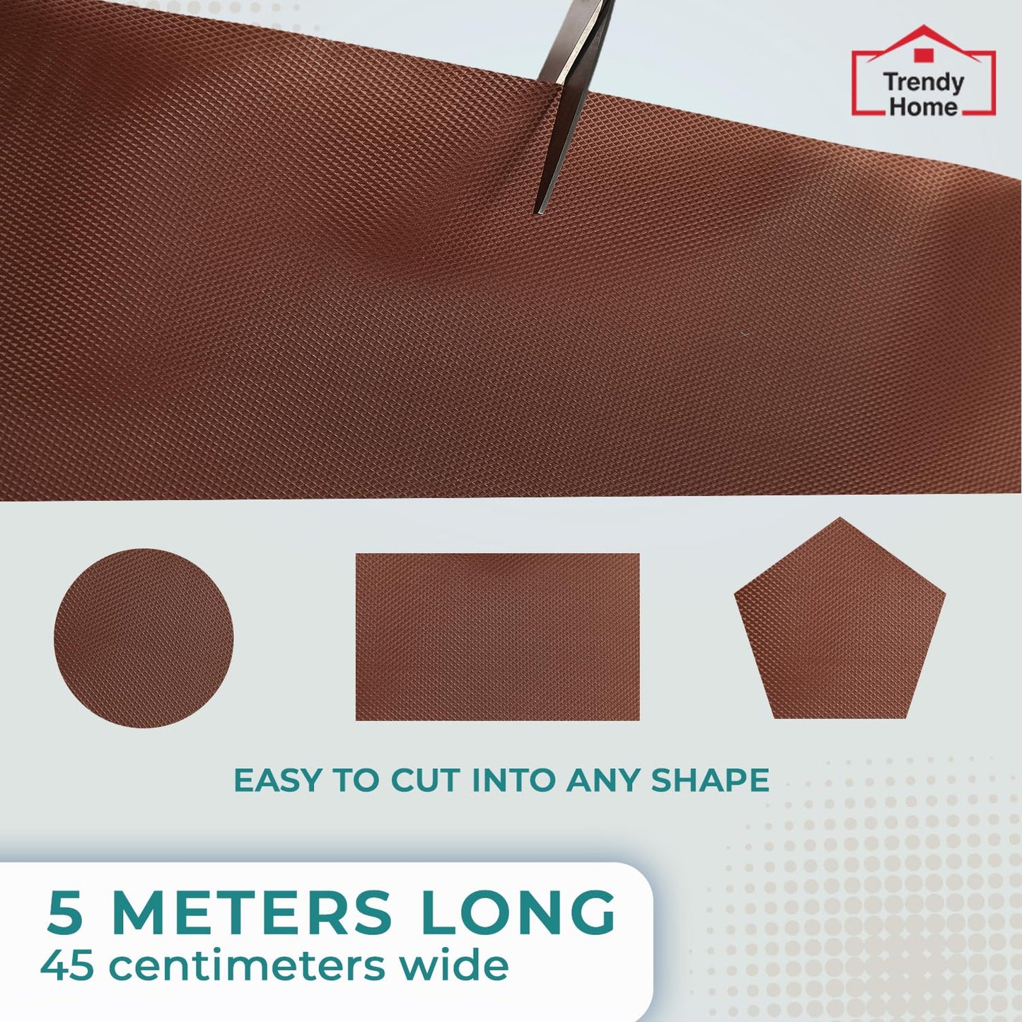 Senego by Trendy Home Anti-Slip Mat for Kitchen (45 cm x 5 m), Food Grade & Washable, Mat for Fridge, Shelves, Cupboards, EVA Shelf Liner Sheet for Drawers & Wardrobe (Diamond Texture)