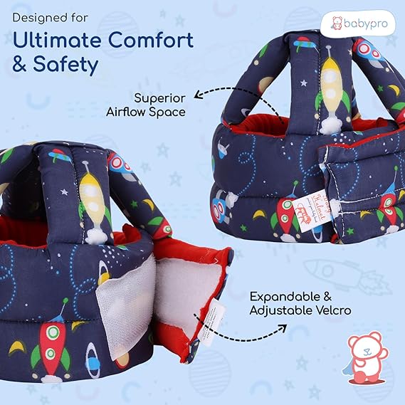 BabyPro Baby Head Safety Helmet for Crawling Walking Baby Head Protector - Head Protection for Safety 6 Months - 2 Years Soft Cushion Safety Headguard, Toddler Helmets Multi Printed