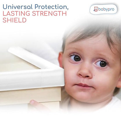 BabyPro BabyProofing Corner Guards (12mm, Pack of 12) with Strong Adhesive Tape by Certified Professional Childproofer for Covering Sharp Edges & Corners of Bed, Table & Furniture
