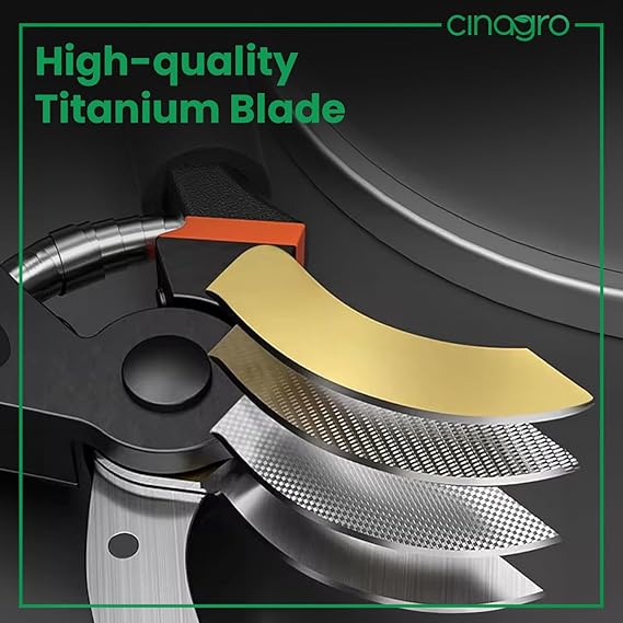 Cinagro Titanium Gardening Plant Cutter with 2 cm Branch Cutting Capacity, Safety Lock, Steel Spring Mechanism, Non-Slip Grip, Ergonomic Design, Pruner Shear for Plants, Branches & Grass