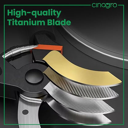 Cinagro Titanium Gardening Plant Cutter with 2 cm Branch Cutting Capacity, Safety Lock, Steel Spring Mechanism, Non-Slip Grip, Ergonomic Design, Pruner Shear for Plants, Branches & Grass