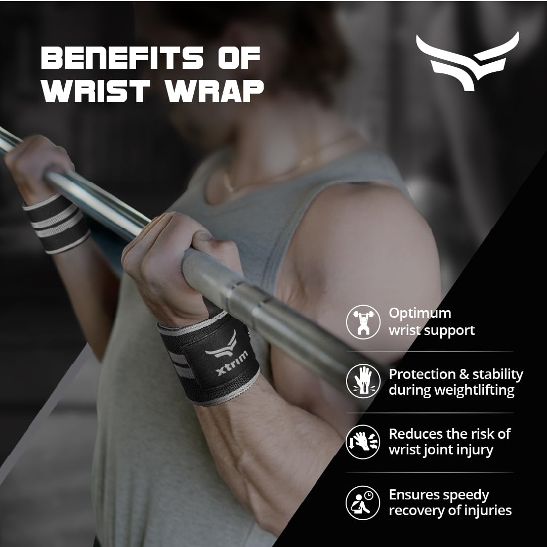 XTRIM Wrist Support for Men & Women, Wrist Band for Gym Wrist Wrap/Straps Gym Accessories for Men for Hand Grip & Wrist Support Crepe Bandage While Workout & Muscle Relaxation