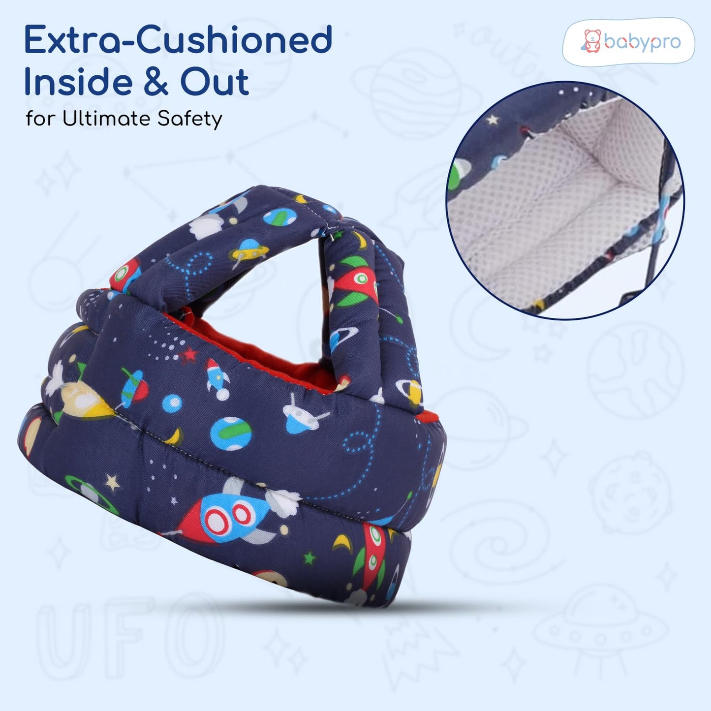 BabyPro Baby Head Safety Helmet for Crawling Walking Baby Head Protector - Head Protection for Safety 6 Months - 2 Years Soft Cushion Safety Headguard, Toddler Helmets Multi Printed