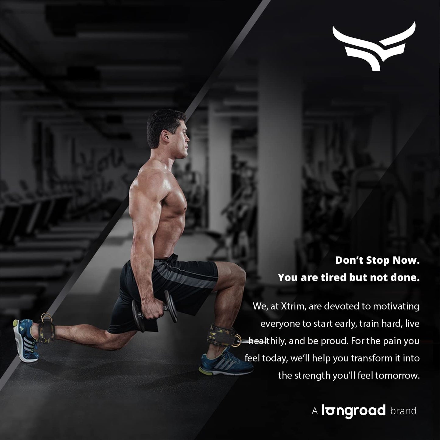 XTRIM Durafit Unisex Stylish Ankle Straps with Metal D-Rings for Cable Machine, Kickbacks and Glutes Workouts, Adjustable Ankle Straps, Curls & Hip Abductors with Padded Neoprene Support