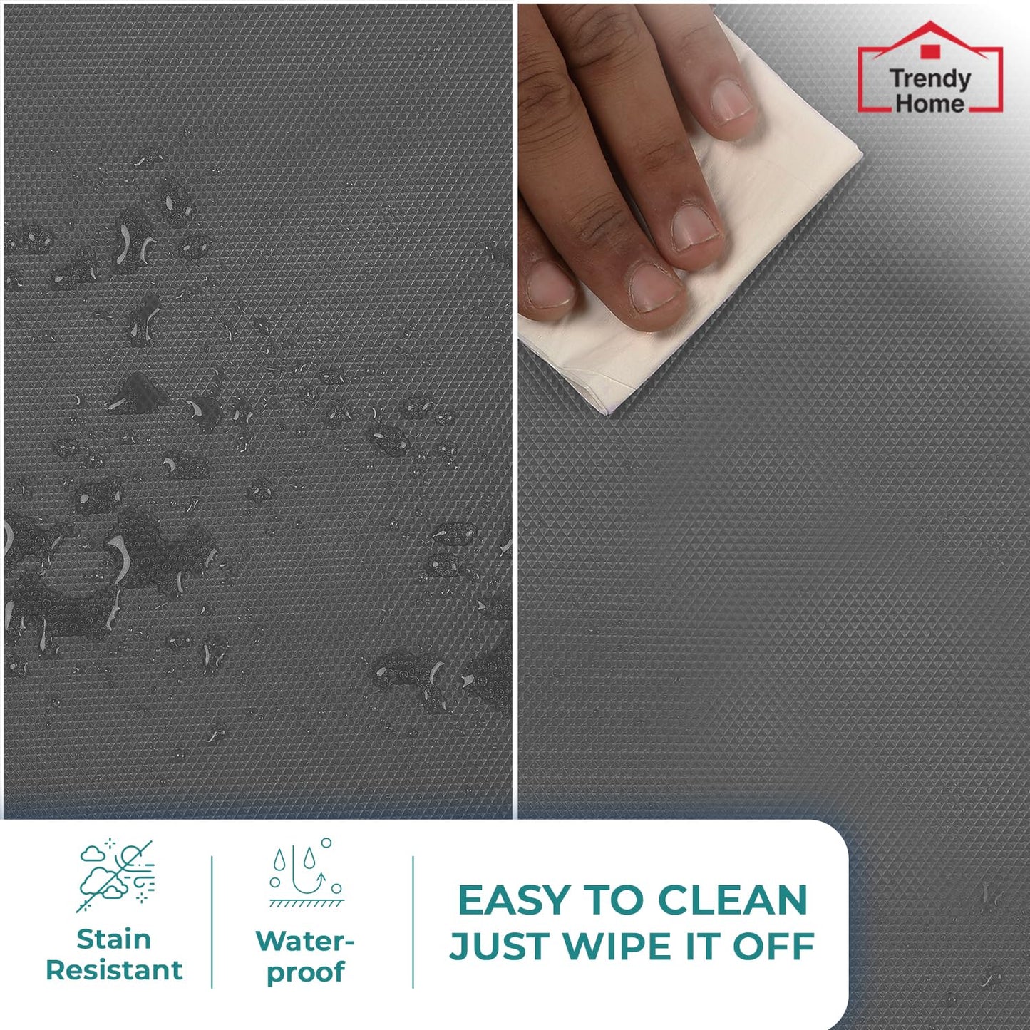 Senego by Trendy Home Anti-Slip Mat for Kitchen (45 cm x 5 m), Food Grade & Washable, Mat for Fridge, Shelves, Cupboards, EVA Shelf Liner Sheet for Drawers & Wardrobe (Diamond Texture)