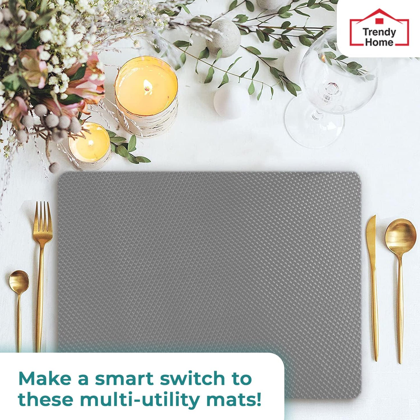 Senego by Trendy Home Anti-Slip Mat for Kitchen (45 cm x 5 m), Food Grade & Washable, Mat for Fridge, Shelves, Cupboards, EVA Shelf Liner Sheet for Drawers & Wardrobe (Diamond Texture)