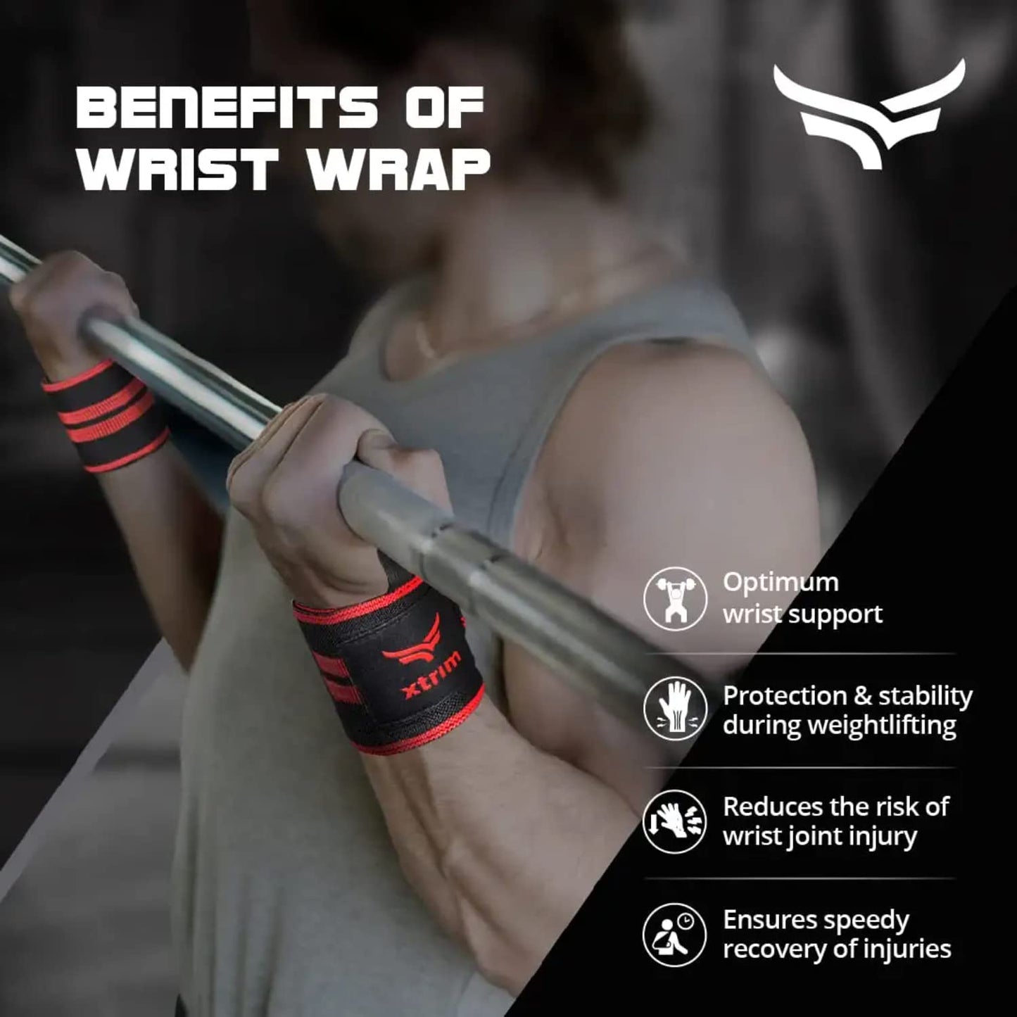 XTRIM Wrist Support for Men & Women, Wrist Band for Gym Wrist Wrap/Straps Gym Accessories for Men for Hand Grip & Wrist Support Crepe Bandage While Workout & Muscle Relaxation