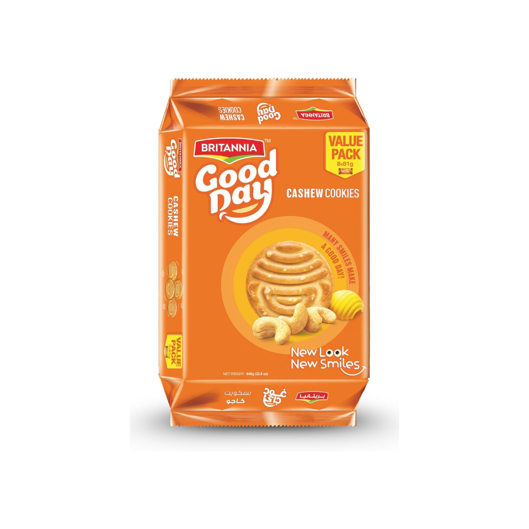 Britannia Good Day Cashew Cookies Family Pack 21.2oz (600g) | Breakfast & Tea Time Snacks - Delicious Grocery Cookies (Pack of 1)